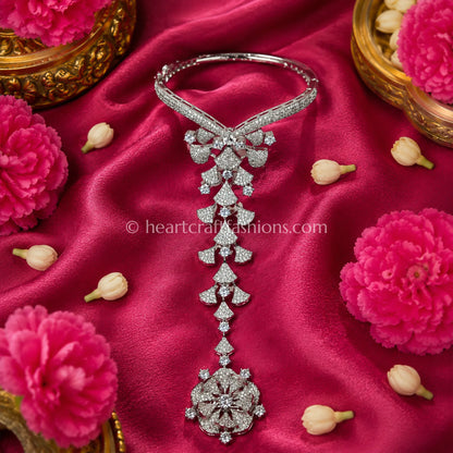 Cascading Fan Lattice Hathphool (Hand Harness)