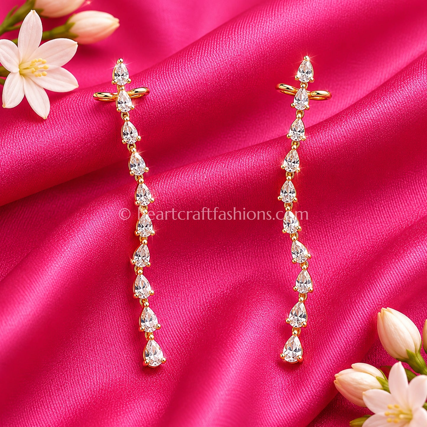 Cascading Pear-Cut Zircon Gold-Plated Ear Cuff