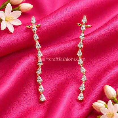 Cascading Pear-Cut Zircon Gold-Plated Ear Cuff