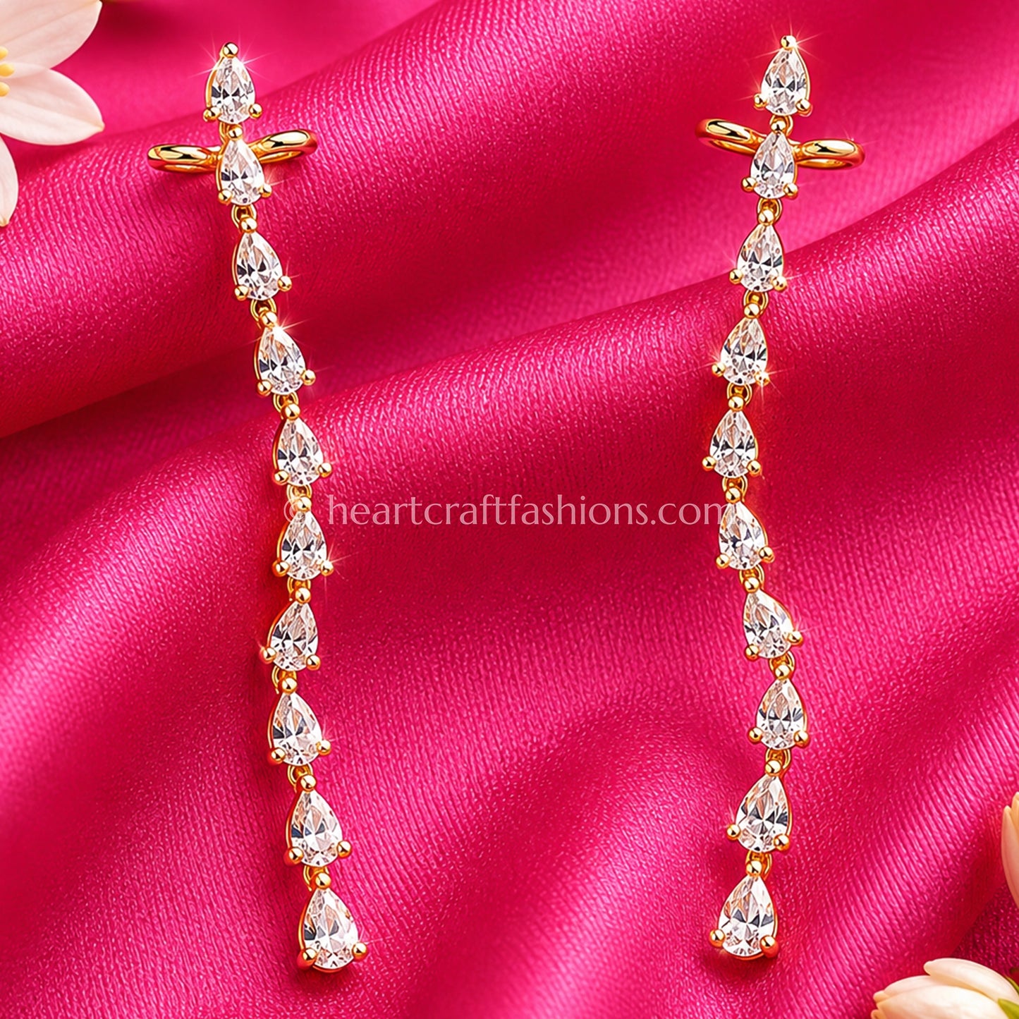 Cascading Pear-Cut Zircon Gold-Plated Ear Cuff