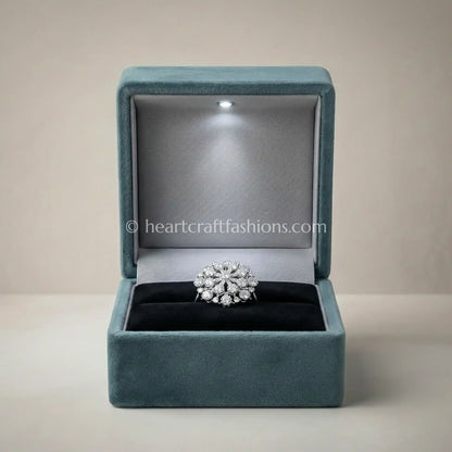 Celestial Sparkle Floral Statement Ring