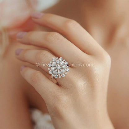 Celestial Sparkle Floral Statement Ring