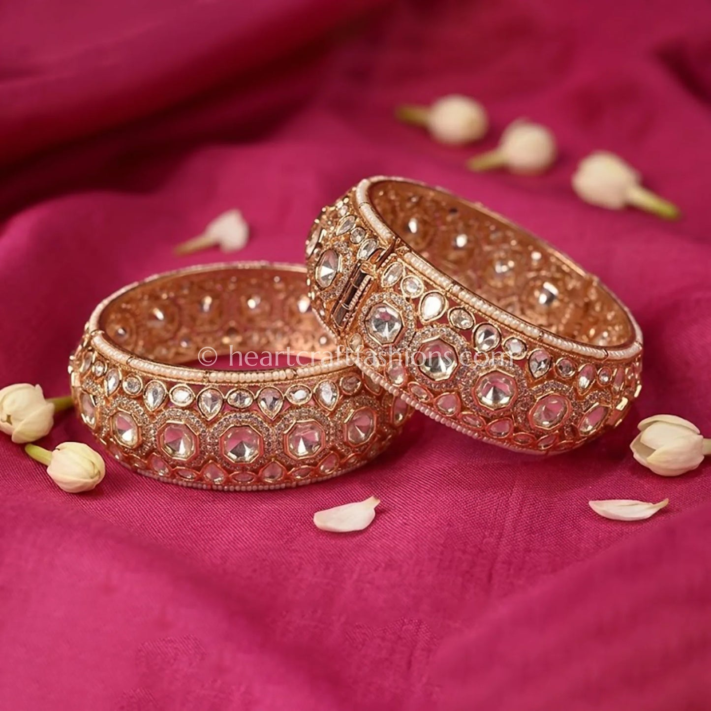 Champagne Moissanite Polki Heritage Bangles