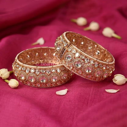Champagne Moissanite Polki Heritage Bangles