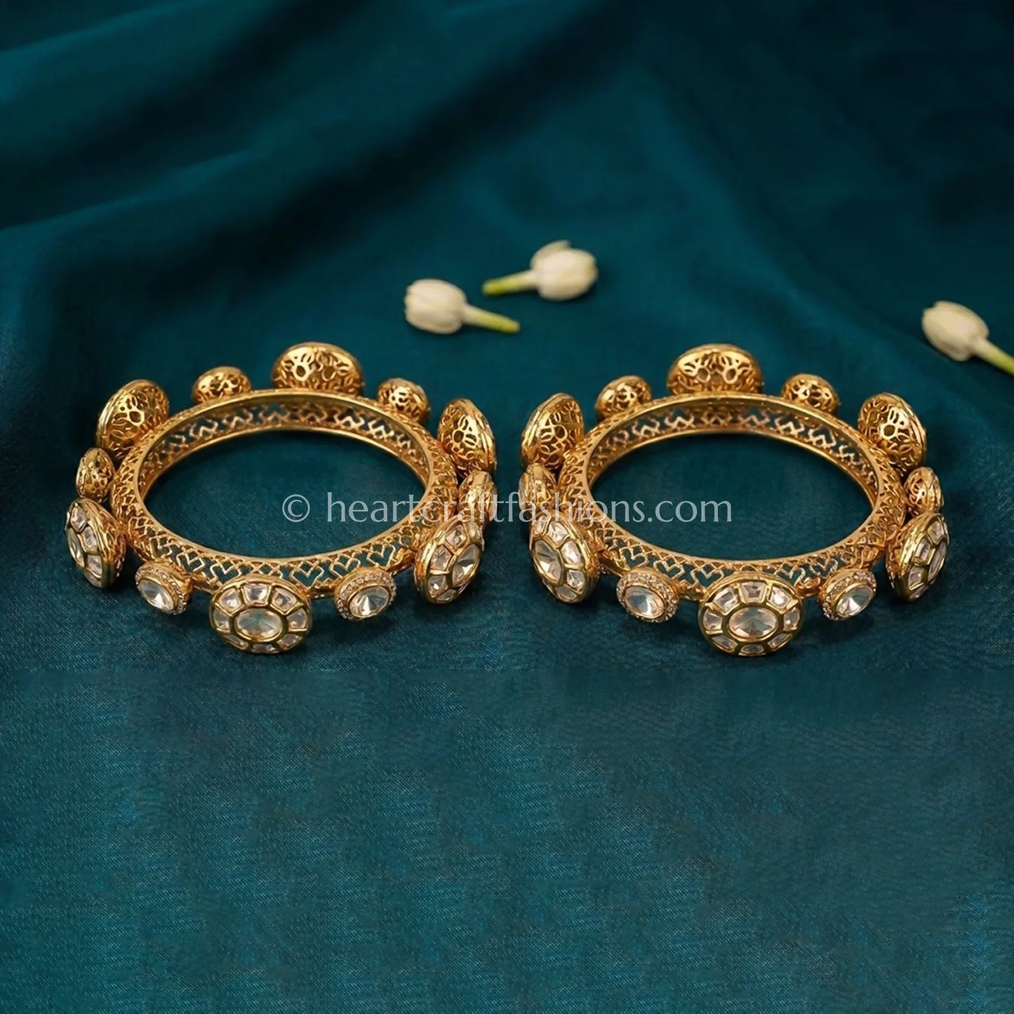 Champagne Moissanite Polki Pacheli Bangles