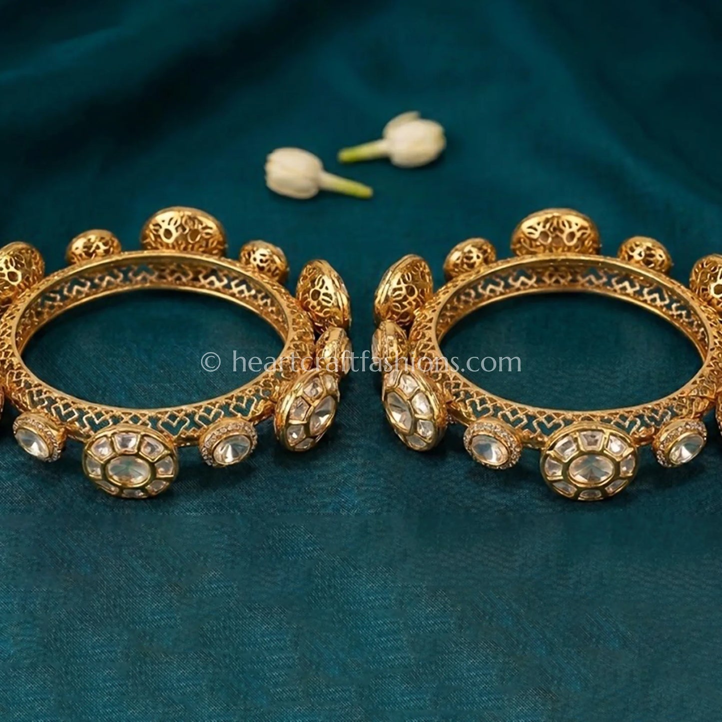 Champagne Moissanite Polki Pacheli Bangles