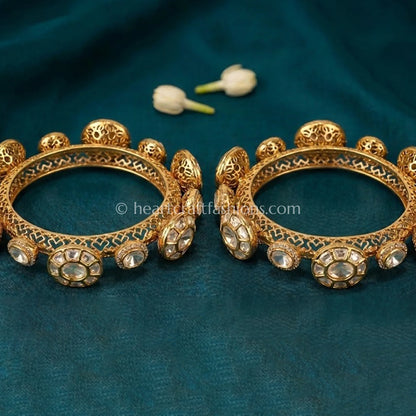 Champagne Moissanite Polki Pacheli Bangles