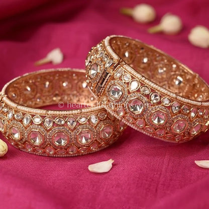 Champagne Moissanite Polki Heritage Bangles