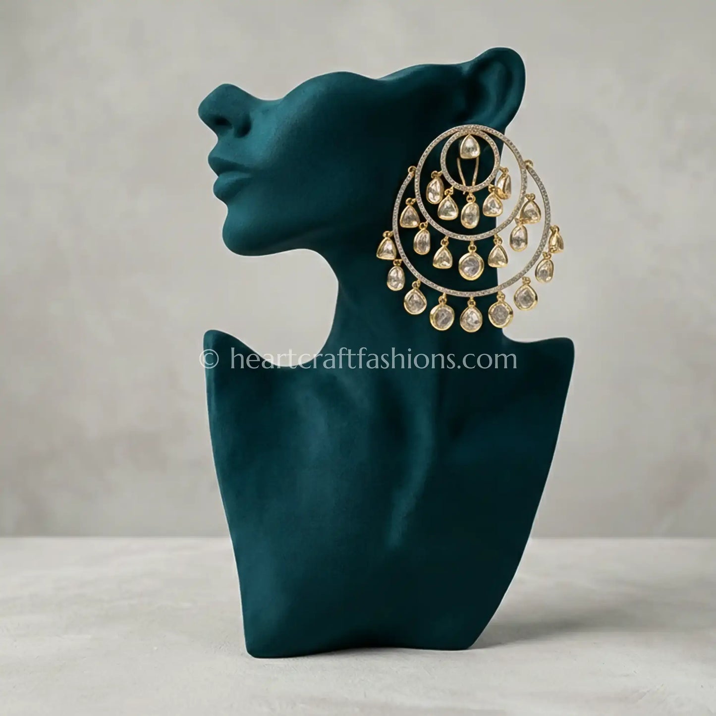 Sunehri Kundan Layered Chandbali Earrings