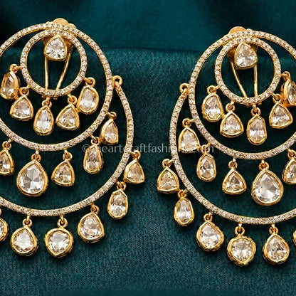 Sunehri Kundan Layered Chandbali Earrings