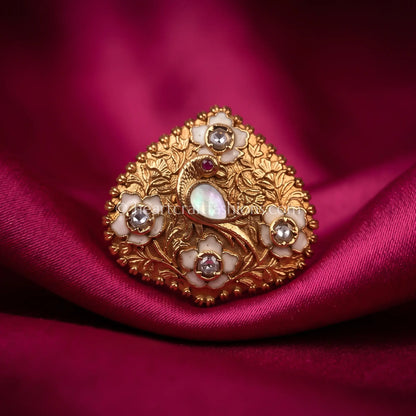 Chandbela Mother of Pearl Meenakari Ring
