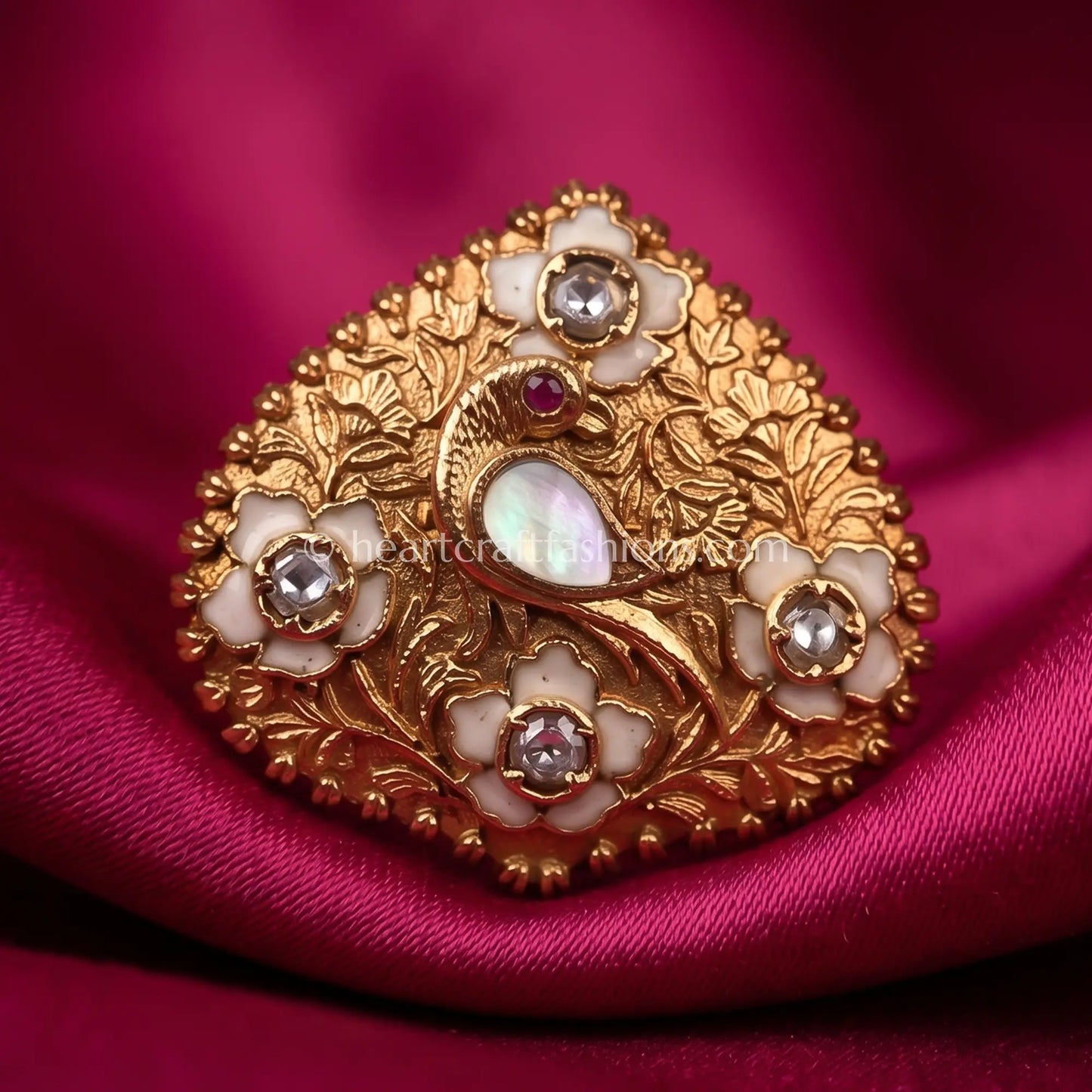 Chandbela Mother of Pearl Meenakari Ring
