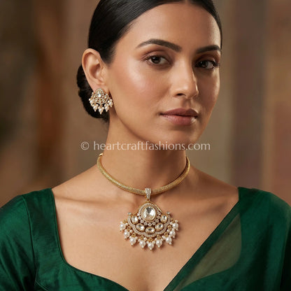 Chandrika Moissanite Polki Pendant Set