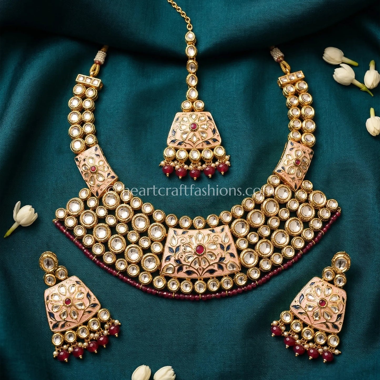 Classic Meenakari AC Kundan Statement Set
