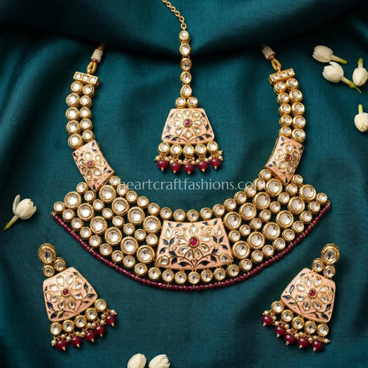 Classic Meenakari AC Kundan Statement Set
