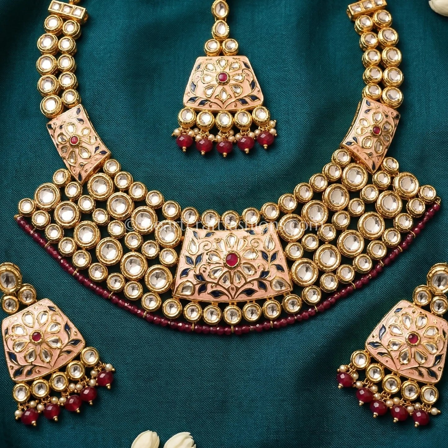 Classic Meenakari AC Kundan Statement Set