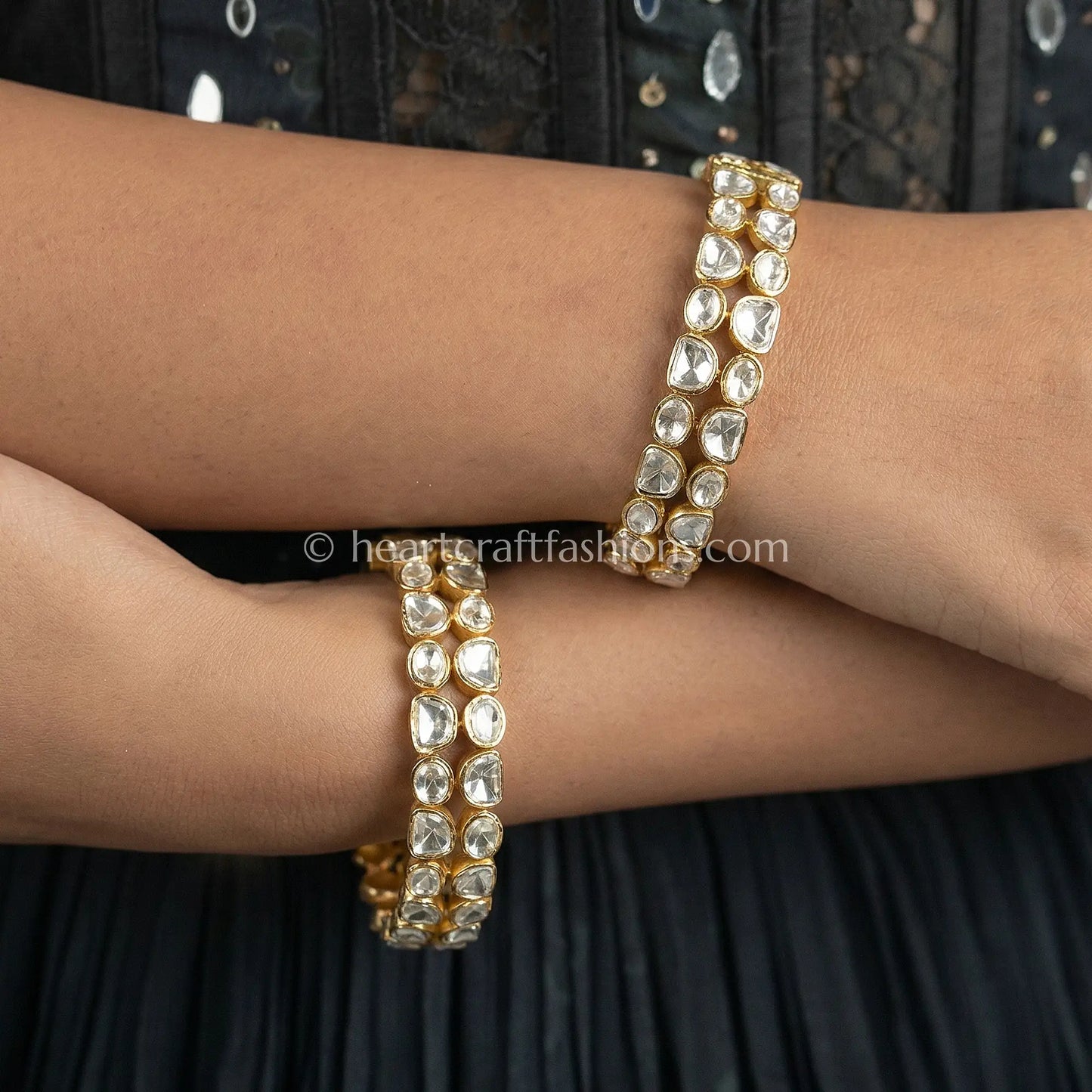 Classic Moissanite Polki Sleek Bangles