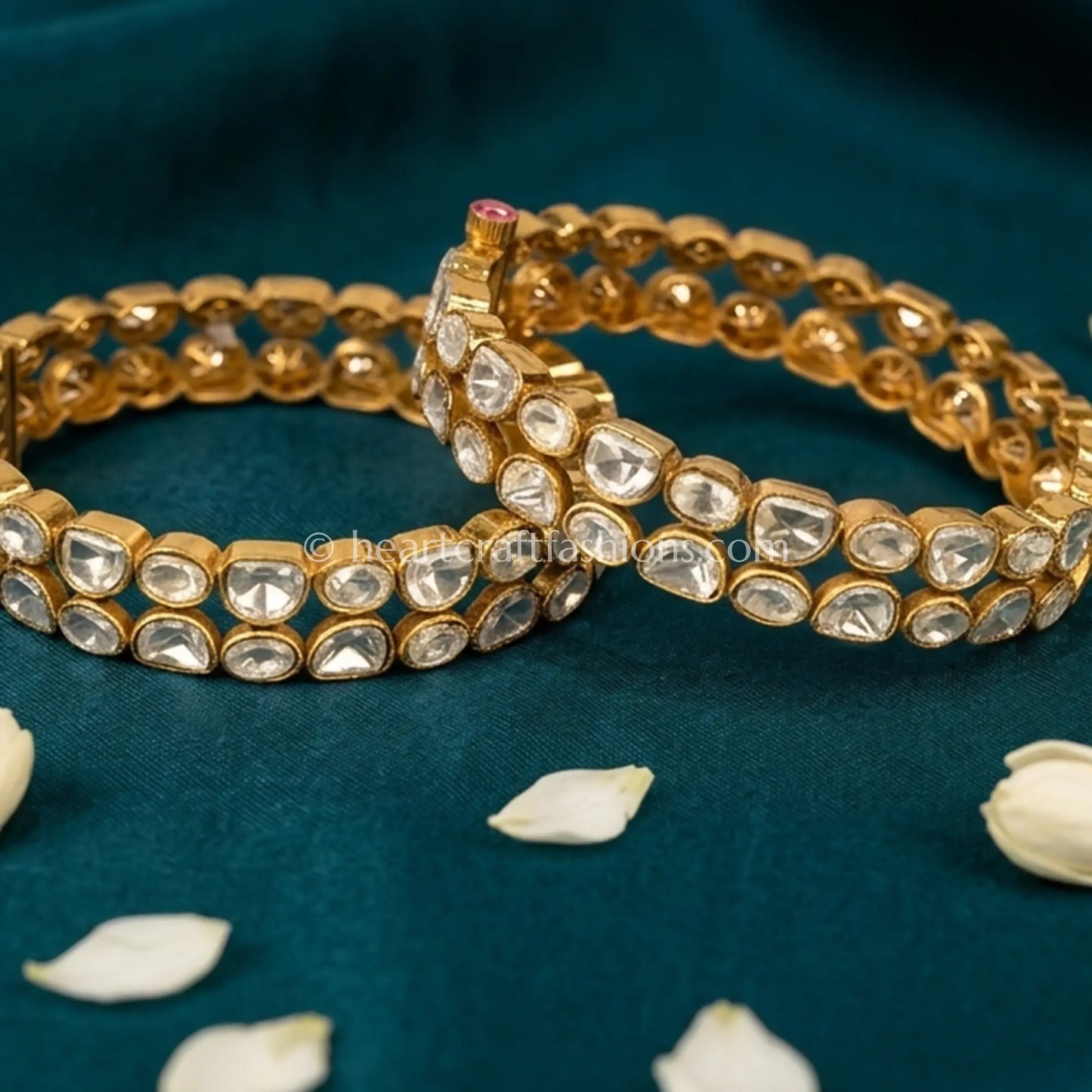 Classic Moissanite Polki Sleek Bangles