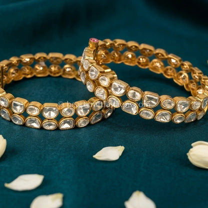Classic Moissanite Polki Sleek Bangles
