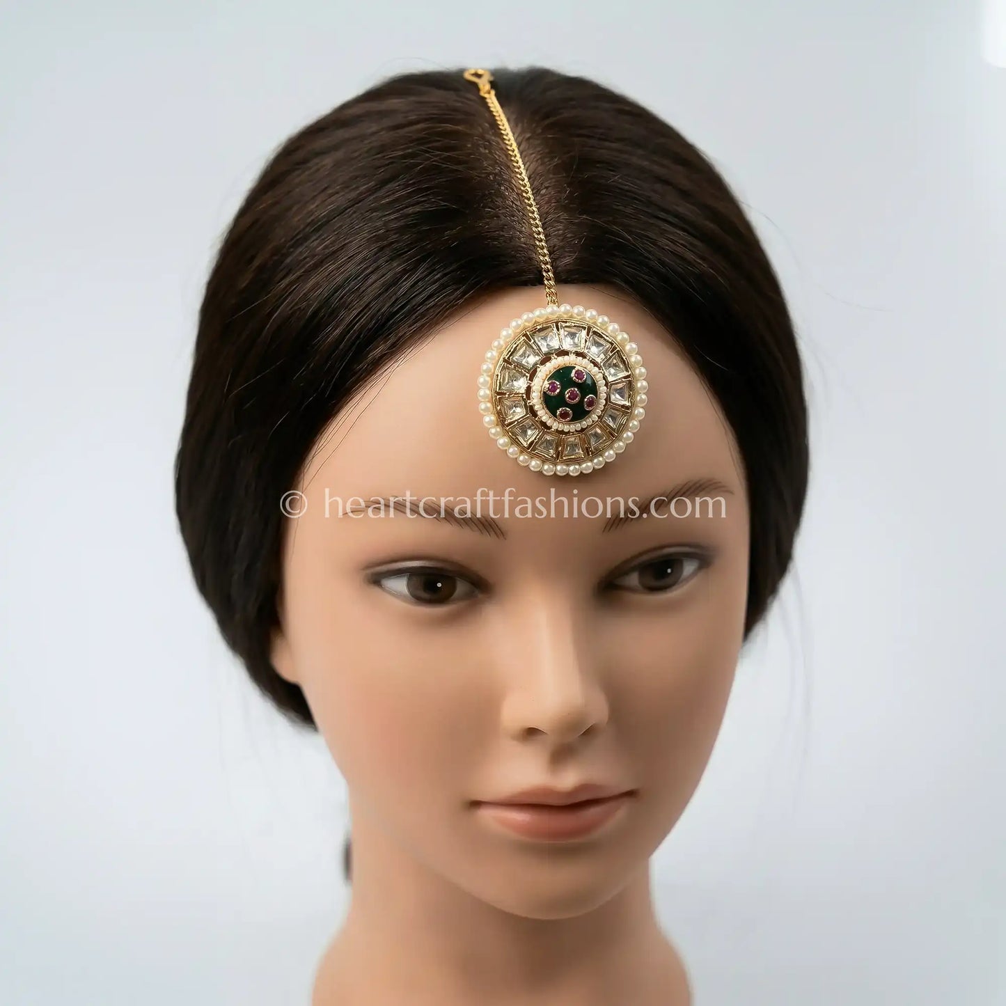 Classic Pearl Polki Sunheri Kundan Borla