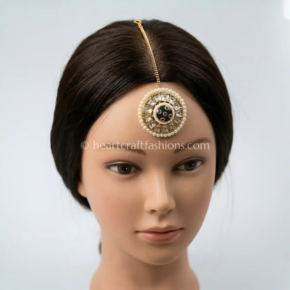 Classic Pearl Polki Sunheri Kundan Borla