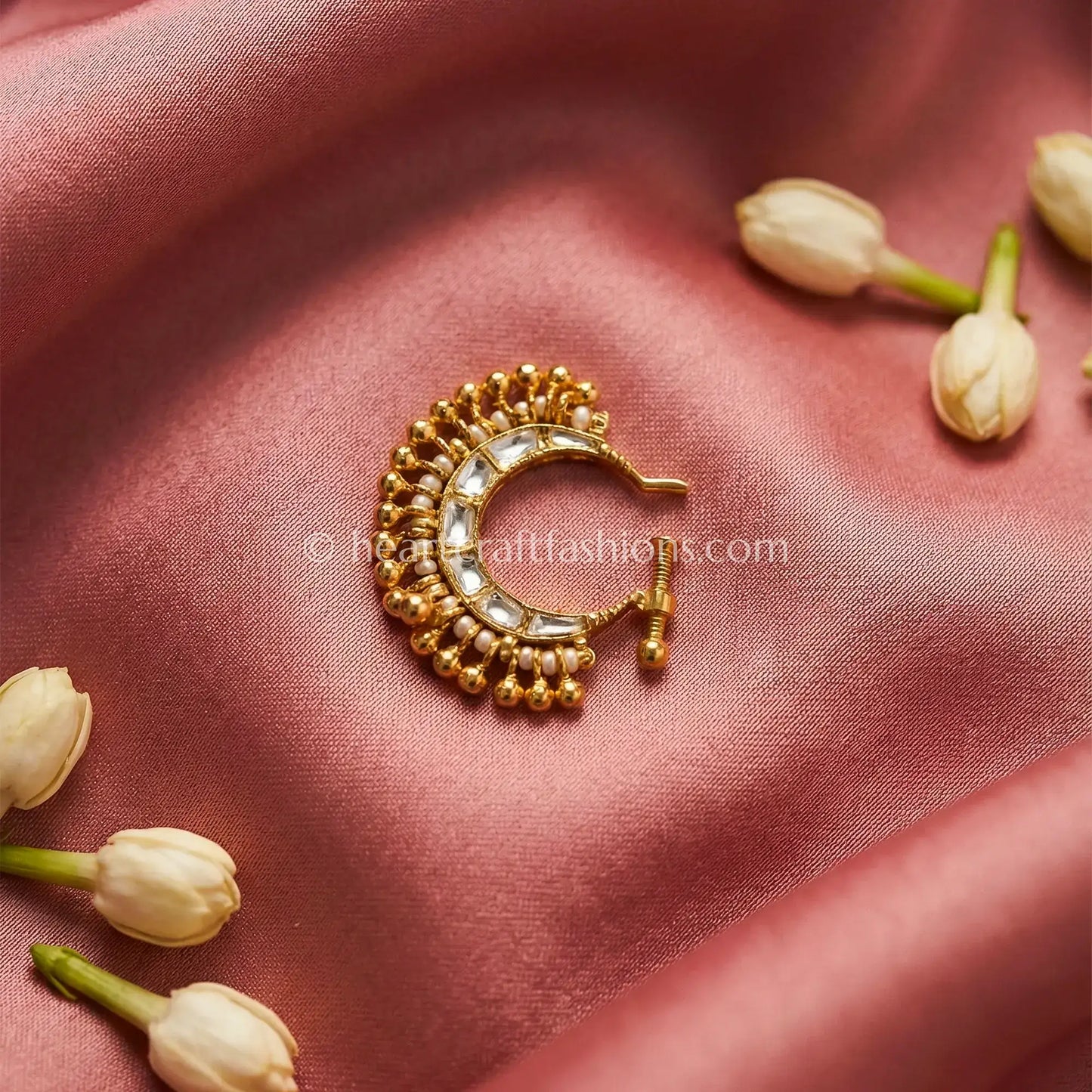Classic Polki Gold Beaded Nath