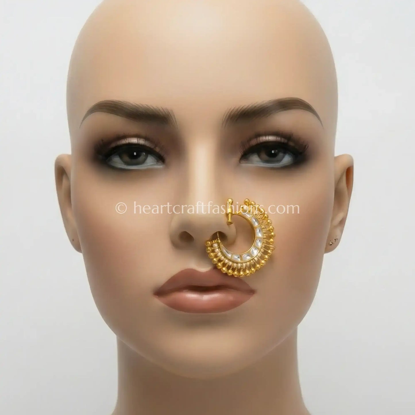 Classic Polki Gold Beaded Nath