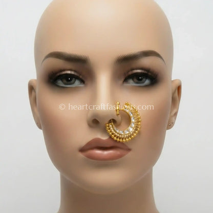 Classic Polki Gold Beaded Nath