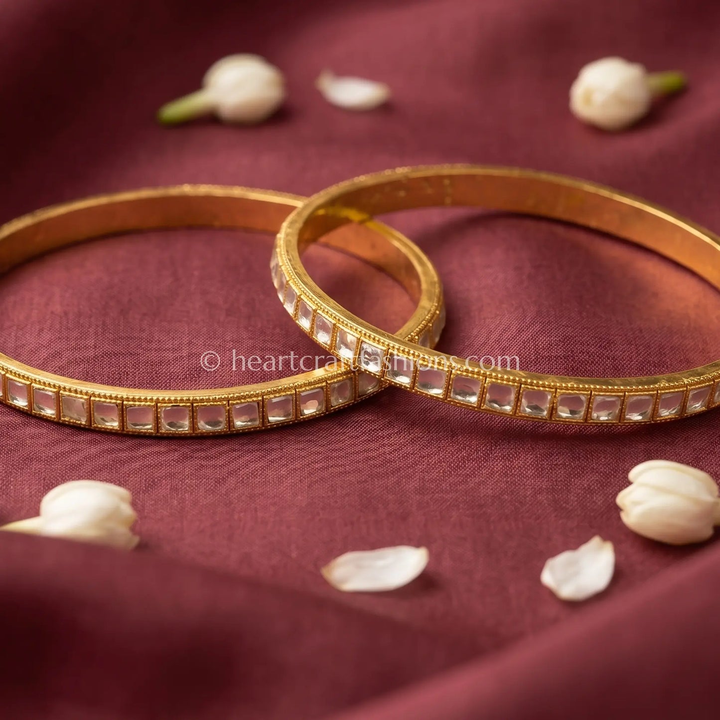 Classic Rectangle Pachi Kundan Sleek Bangles