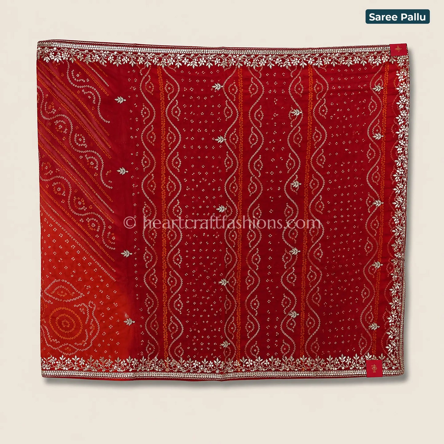 Classic Red Bandhani Chiffon Gota Patti Saree