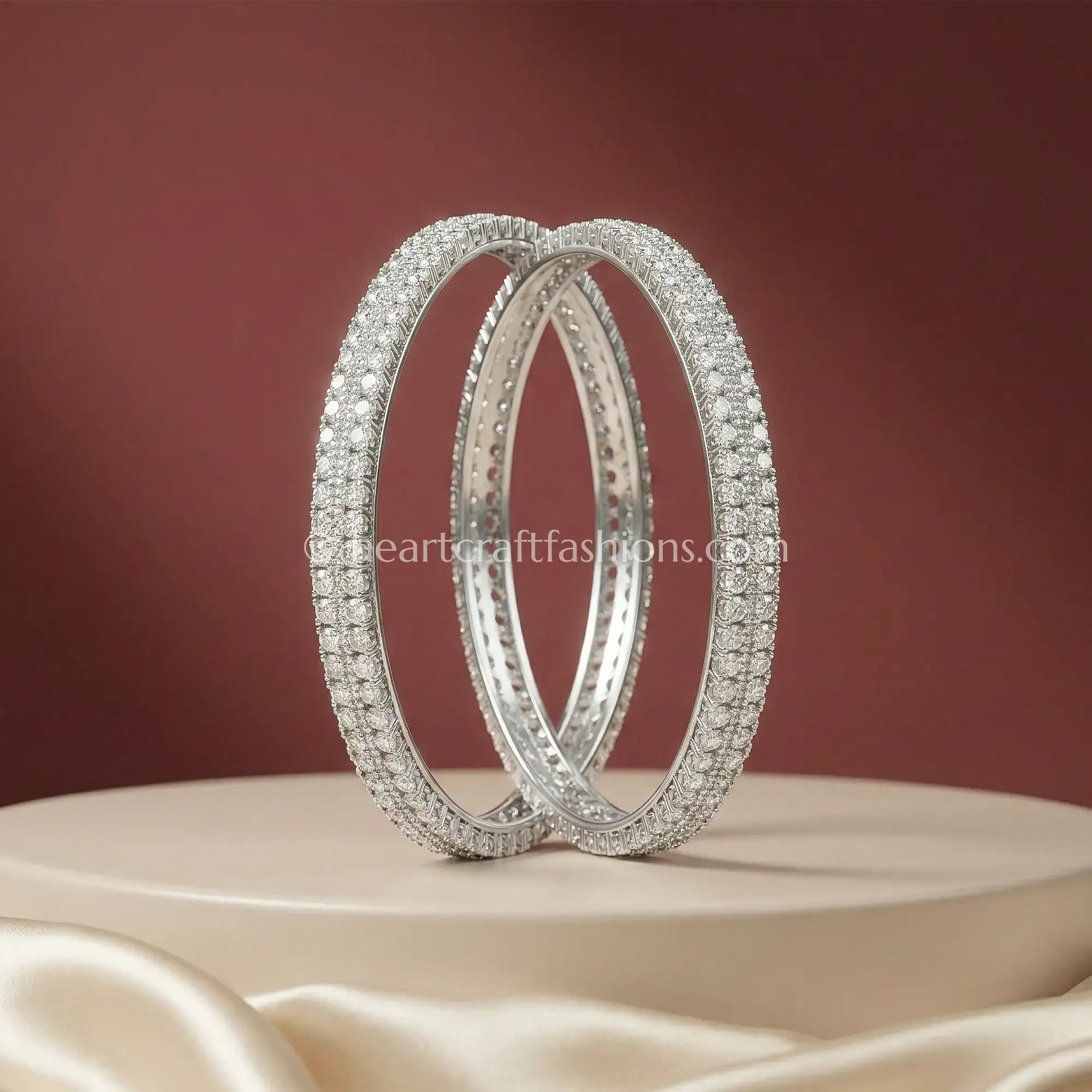 Classic Sparkle Zircon Non-Openable Bangles (Set of 2) Diamond white
