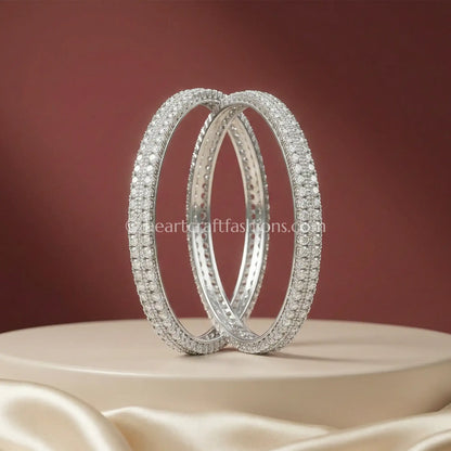 Classic Sparkle Zircon Non-Openable Bangles (Set of 2) Diamond white