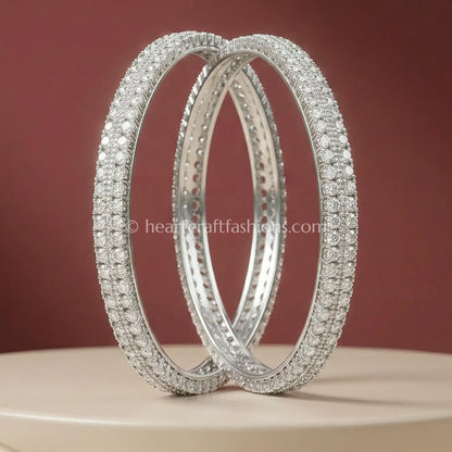 Classic Sparkle Zircon Non-Openable Bangles (Set of 2) Diamond white