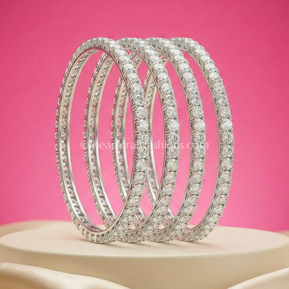 Classic Sparkle Zircon Non-Openable Bangles (Set of 4)