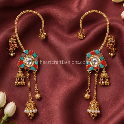 Coral & Turquoise Amrapali Ear Cuff (Bugadi)