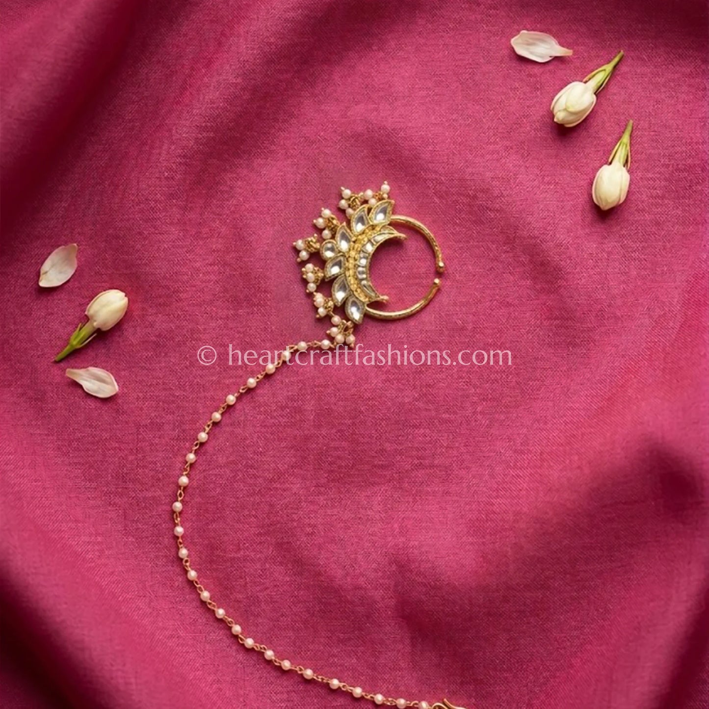 Crescent Polki Pearl Bridal Nath