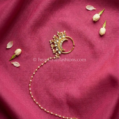 Crescent Polki Pearl Bridal Nath