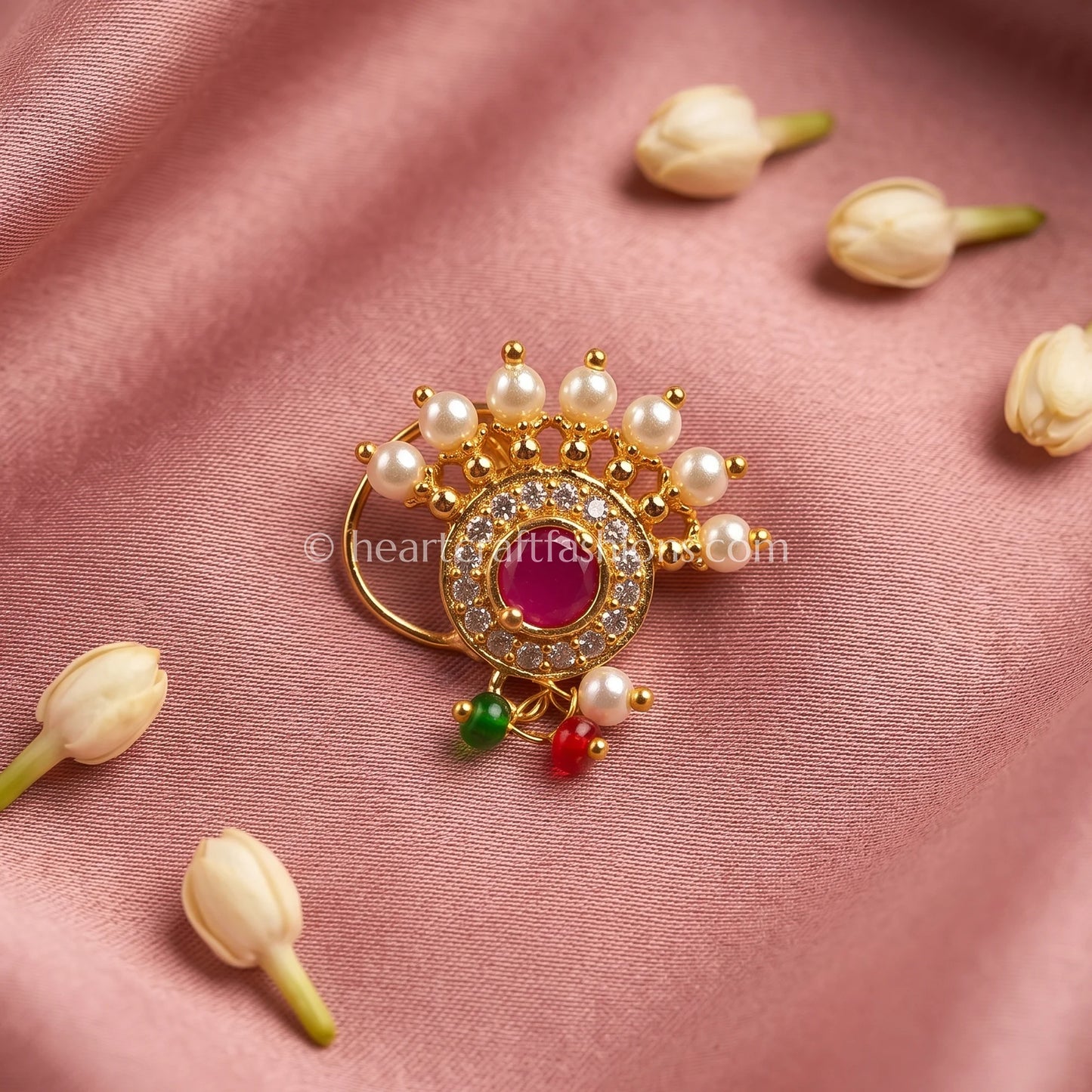 Crown Crest Pearl & Ruby Maharashtrian Brahmani heritage Nath