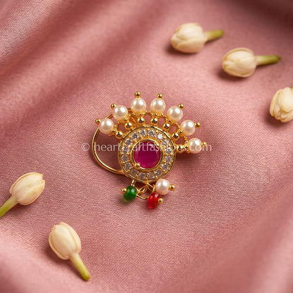 Crown Crest Pearl & Ruby Maharashtrian Brahmani heritage Nath
