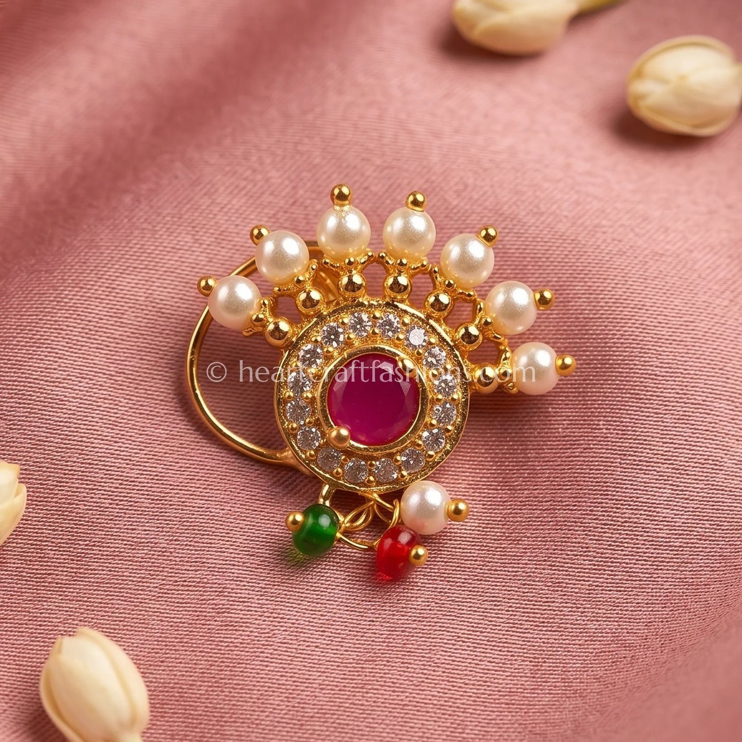 Crown Crest Pearl & Ruby Maharashtrian Brahmani heritage Nath