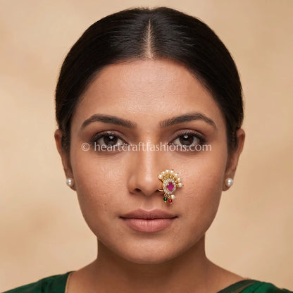 Crown Crest Pearl & Ruby Maharashtrian Brahmani heritage Nath