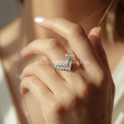 Crystal Chevron Statement Ring
