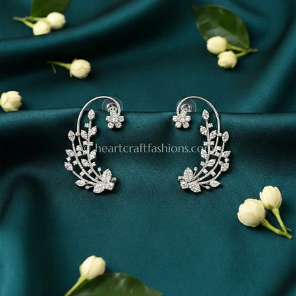 Crystal White Zircon Floral Vine Ear Cuff