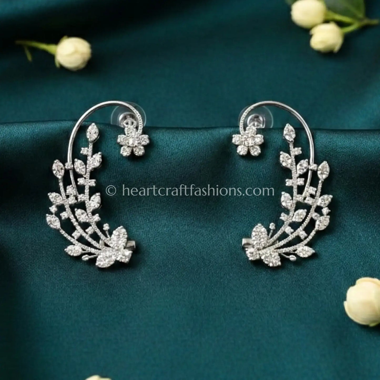 Crystal White Zircon Floral Vine Ear Cuff