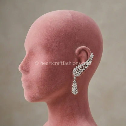 Crystal White Zircon Winged Ear Cuff Earrings