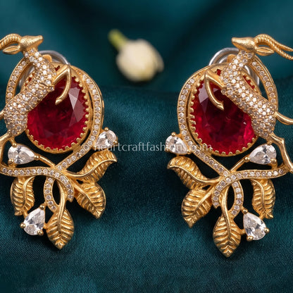 Deer Ruby Zircon Studs