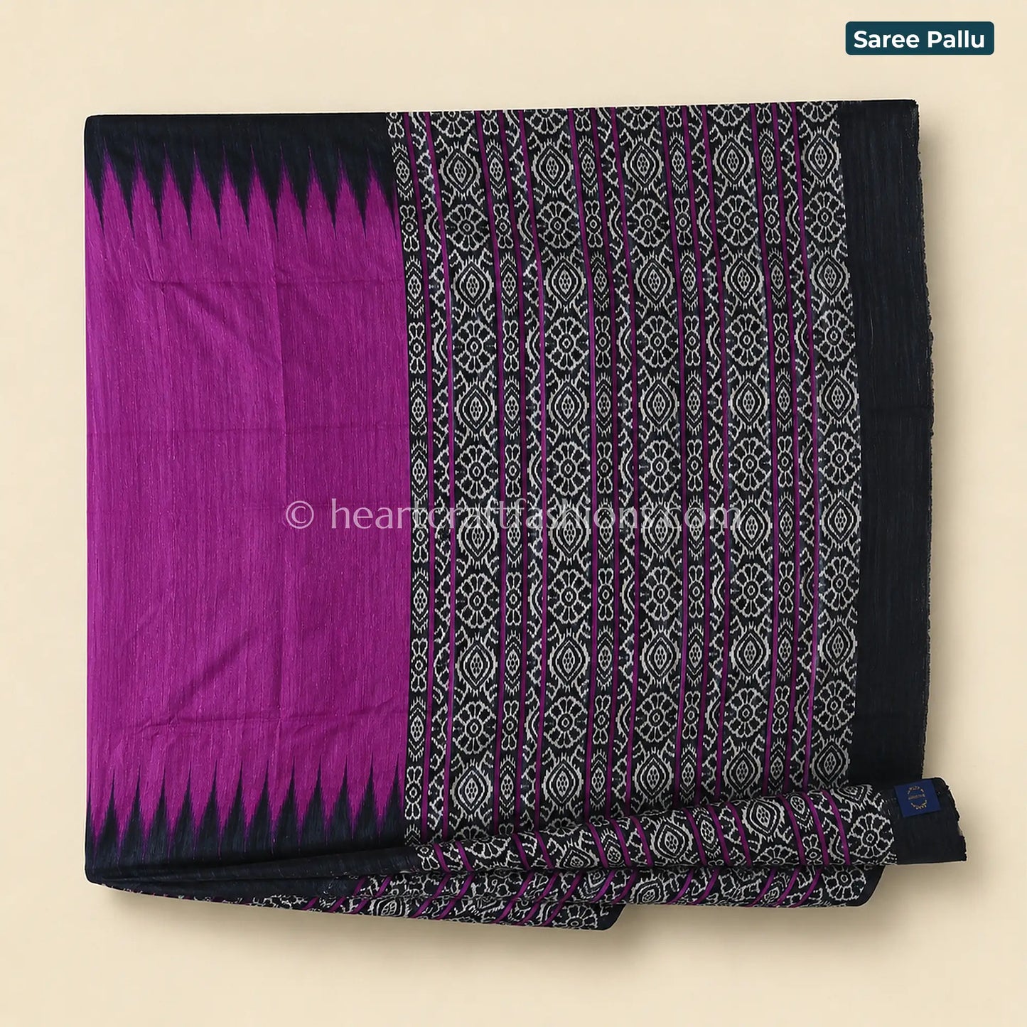 Desi Tusser Magenta & Black Madhubani Saree