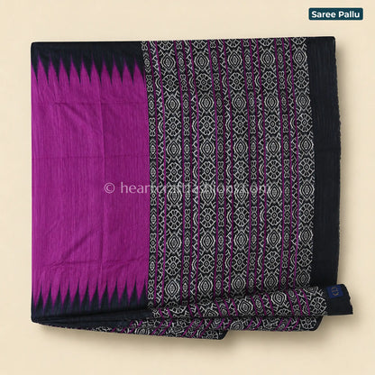 Desi Tusser Magenta & Black Madhubani Saree