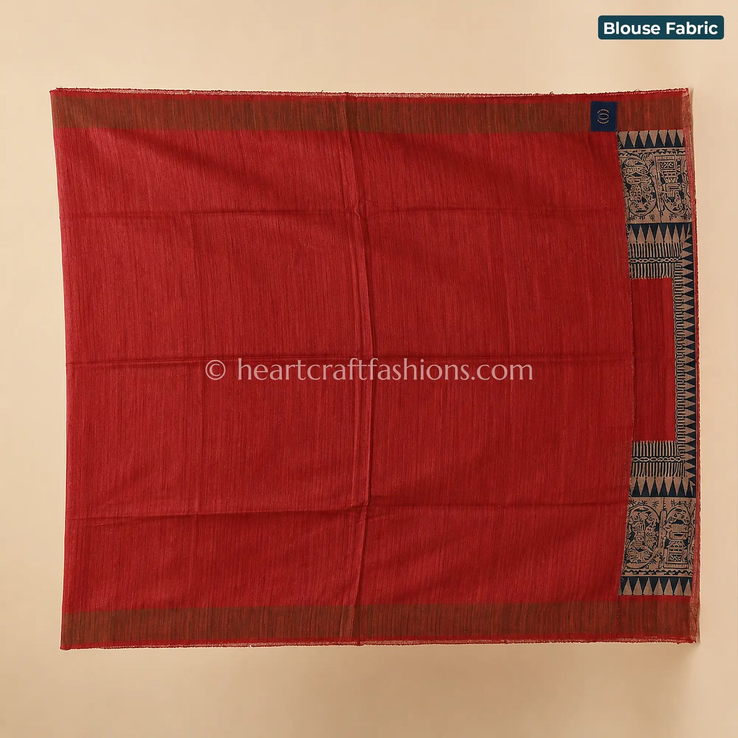 Desi Tusser Red Madhubani Art Saree