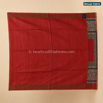Desi Tusser Red Madhubani Art Saree